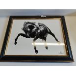 Crown Derby Equus plaque in frame