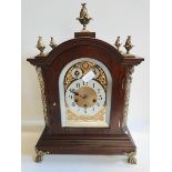 Large mahogany and brass bracket clock with Westminster Chimes ex con