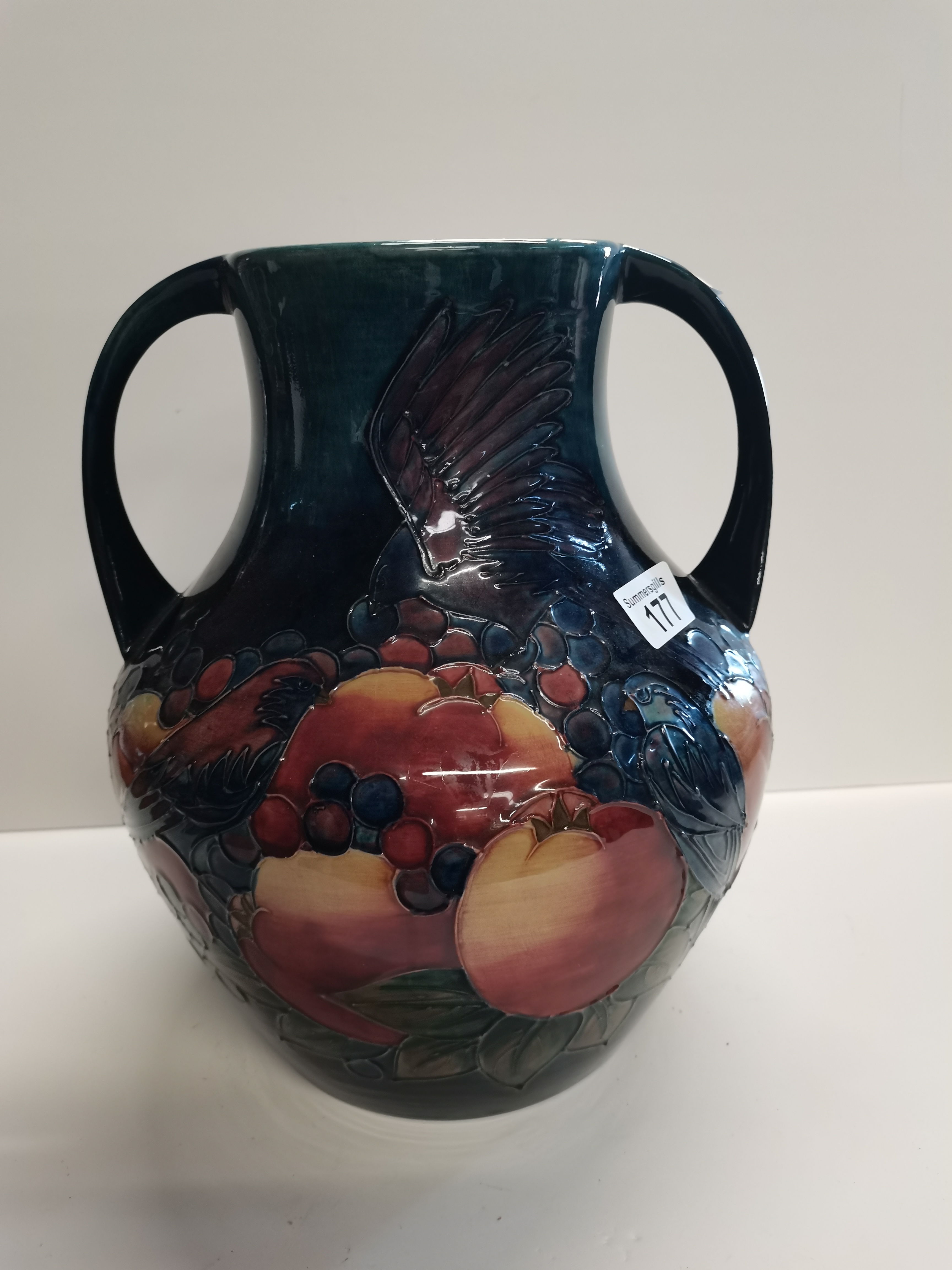 A quality berries and Finch Moorcroft Ewer/ vase 35cm ex cond.