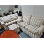 Multi York Quality 3 x 2 seater sofas and foot stool in good condition