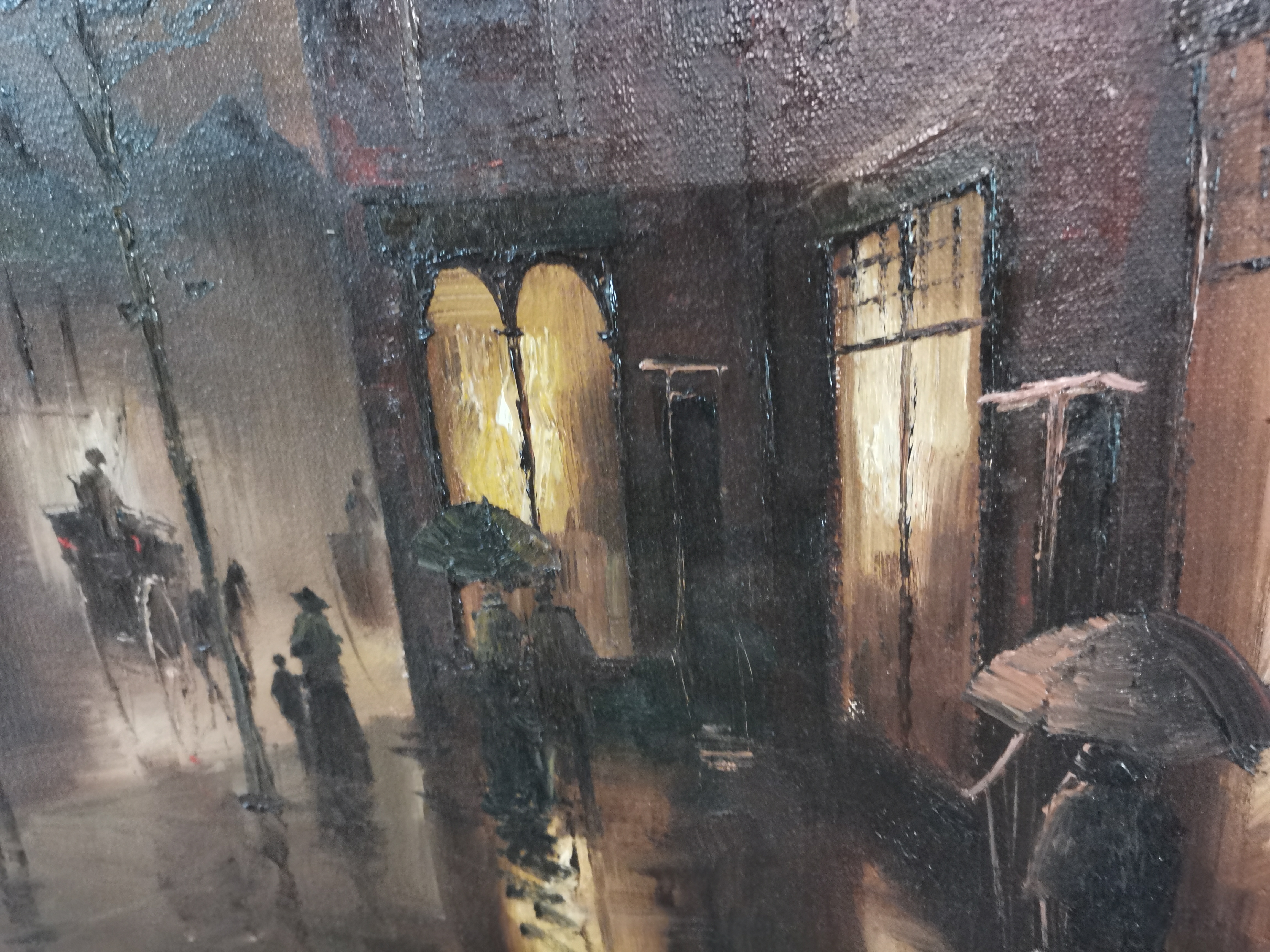Oil on canvas of street scene by HILTON - Image 2 of 3