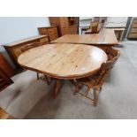 pine table and 2 x chairs