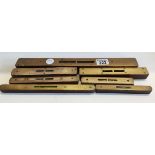 7 x vintage Brass Wood Levels