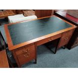 pedestal desk with leather top