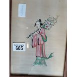 Antique Chinese paintings on silks etc