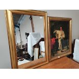 gilt mirror and collection of pictures