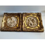 2 Marble Cherub Wall Placks