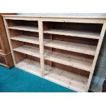 open pine shelves