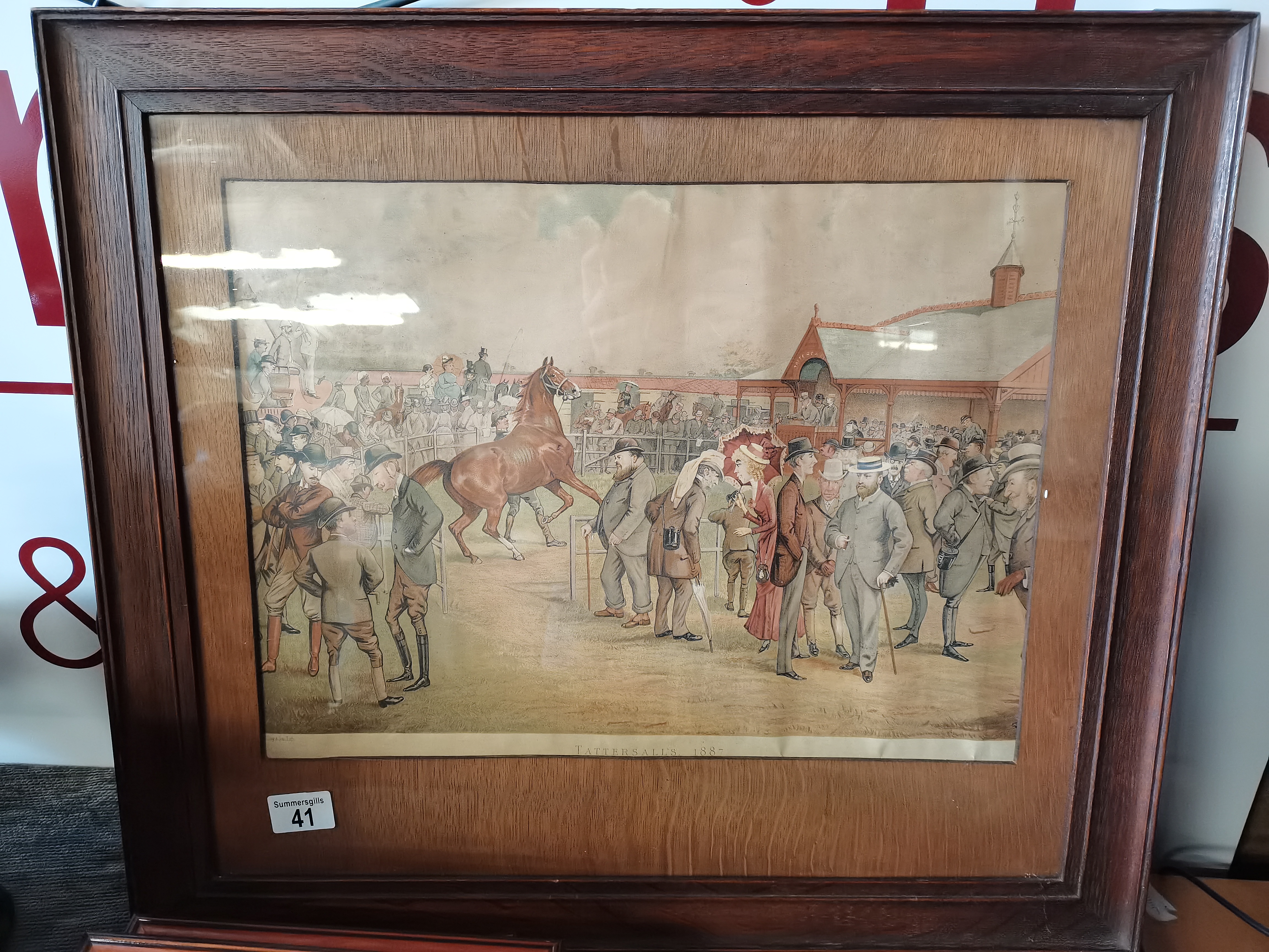 1887 Tattersalls Racing Picture By Day & Son with Edward Prince of Wales talking to other