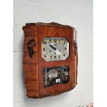 Art deco walnut wall clock