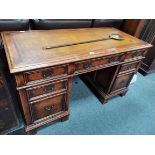 oak pedestal desk with leather top