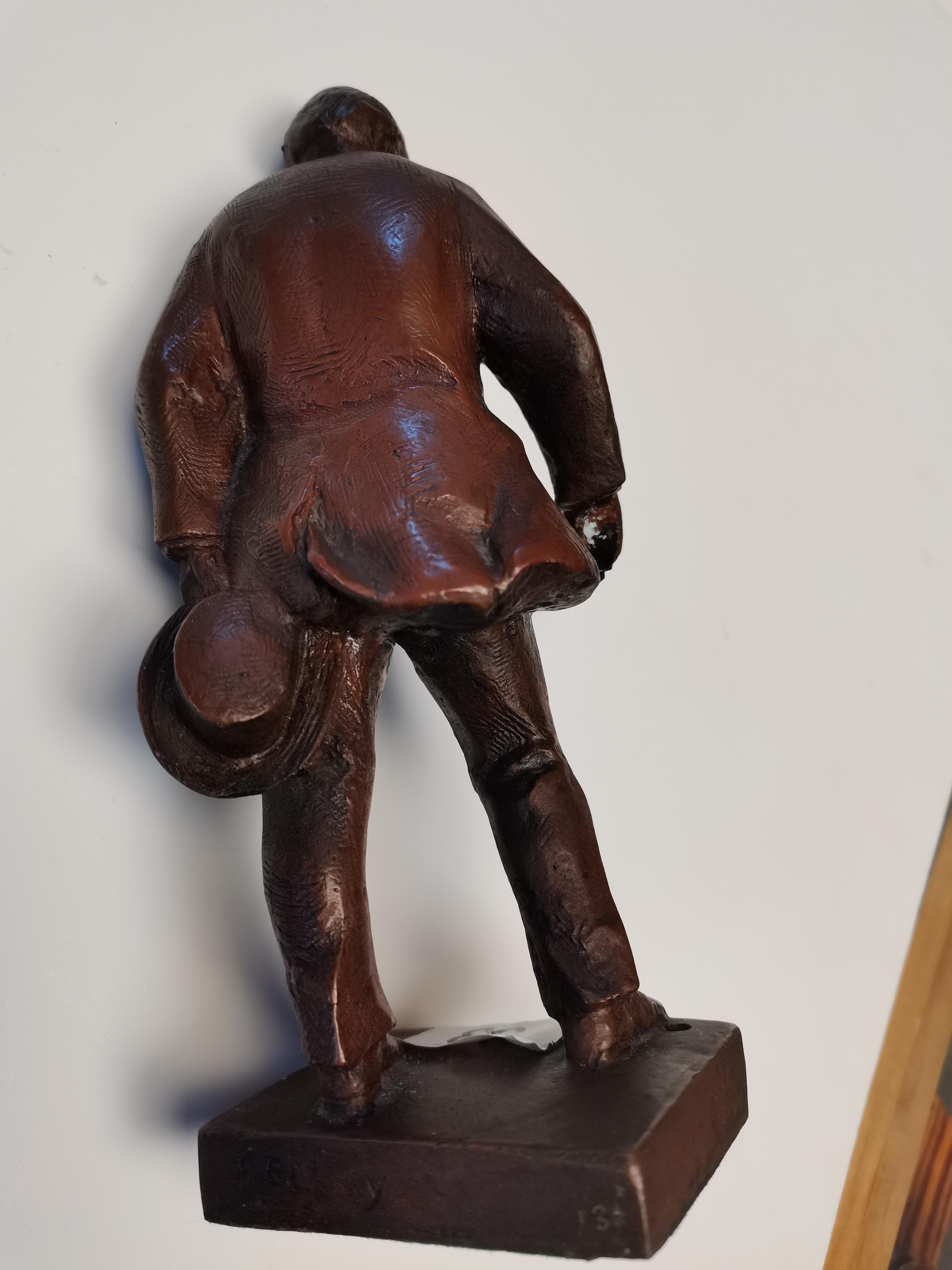 A bronze figure 22cm of Winston Churchill figure signed - Image 2 of 5