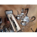Tea pot set silver plated etc