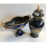 2 Carlton Ware Chinese design in cobalt blue