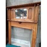 oak fireplace surround with mirror back 1.30 x 1.78cm high