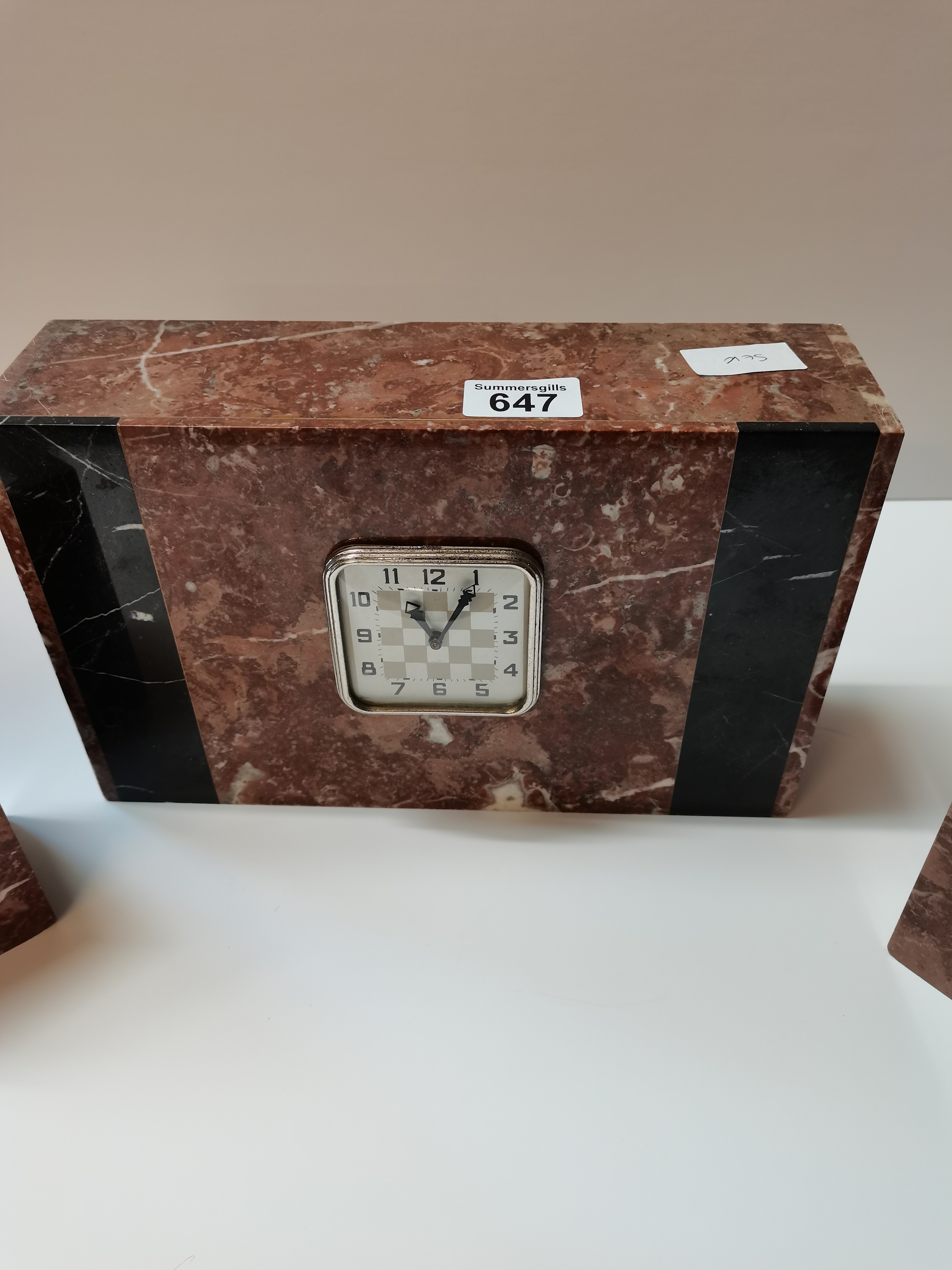 3 piece clock Art Deco garniture set - Image 2 of 4