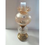 Victorian Brass and Glass Oil Lamp