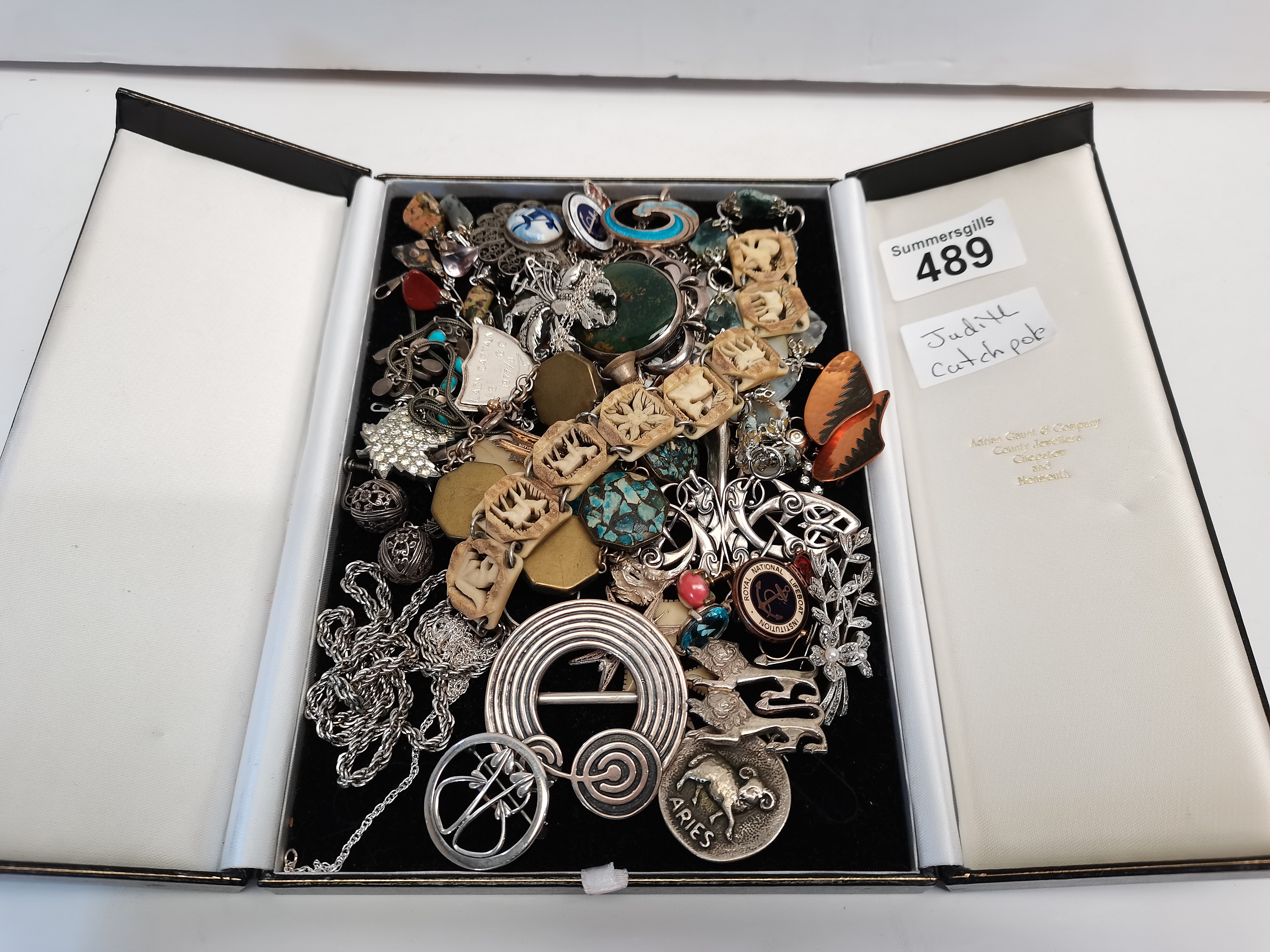 Box of costume jewellery (Incl silver??)