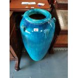 85cm floor vase in turquoise ex con.