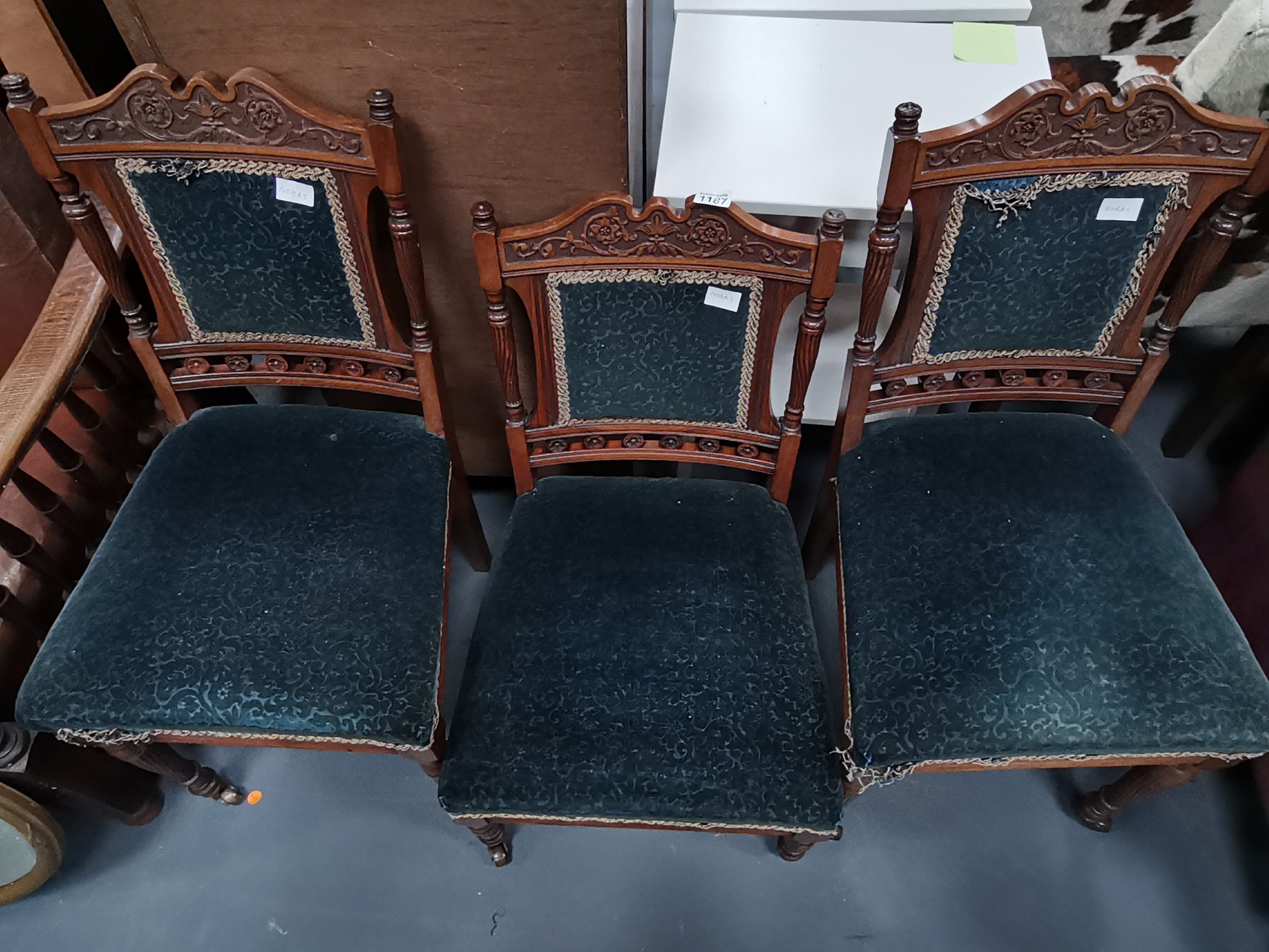 3 x Antique carved chairs