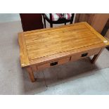 Oak low coffee table with 2 drawers good condition