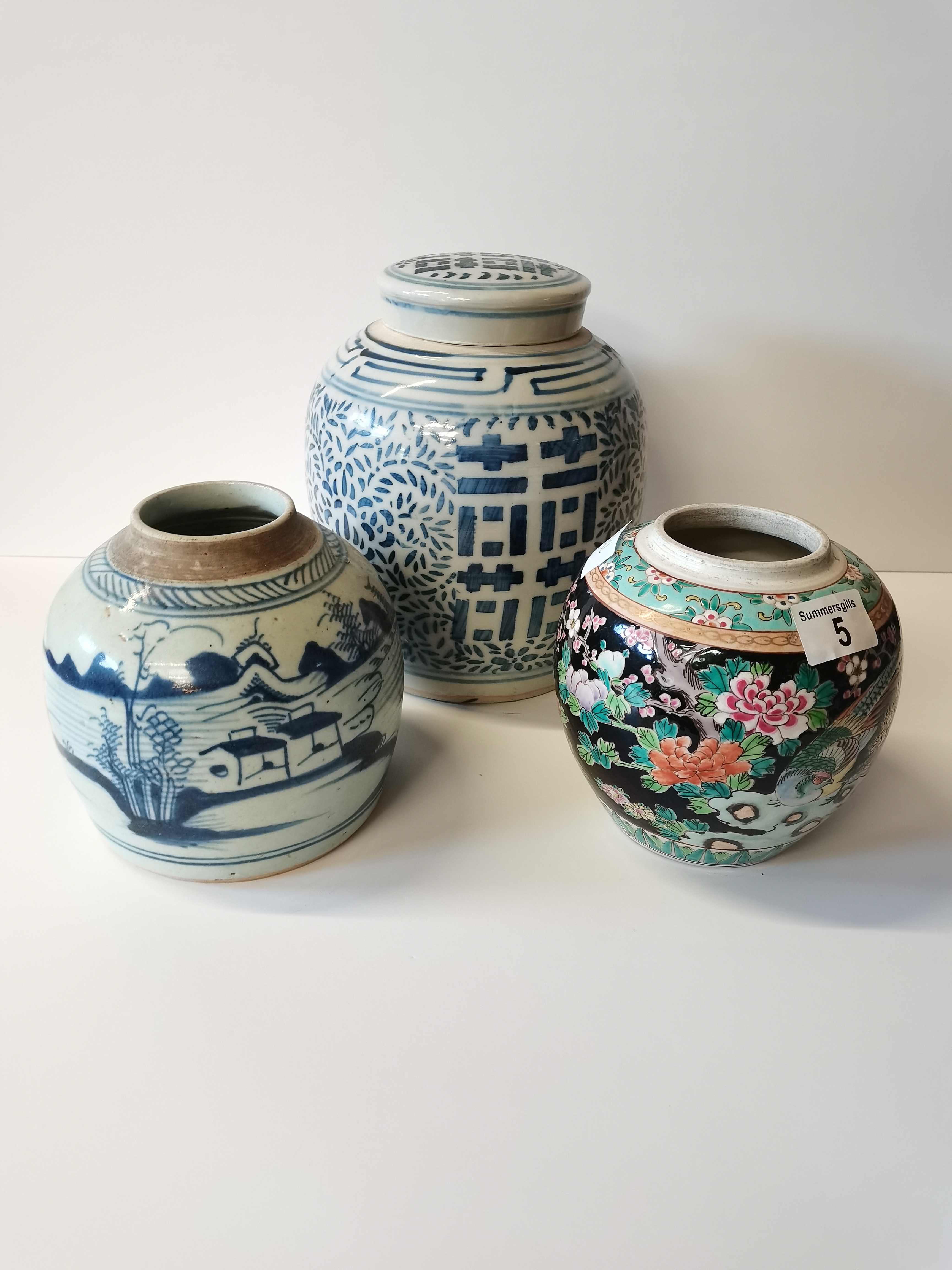 3 x chinese tea jars