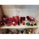 Large Selection Of Mainly Cranberry Glassware with a small selection of Green Glassware