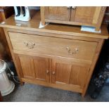 Yorkshire oak cabinet ( Accornman ) with drawer and cupboard below mouseman interest