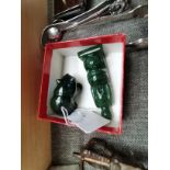 jade style figures and sugar tongs