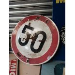 Circular Speed "50" Enamel Sign