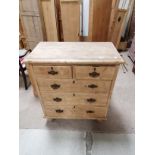 4 Ht pine chest of drawers with ornate handles