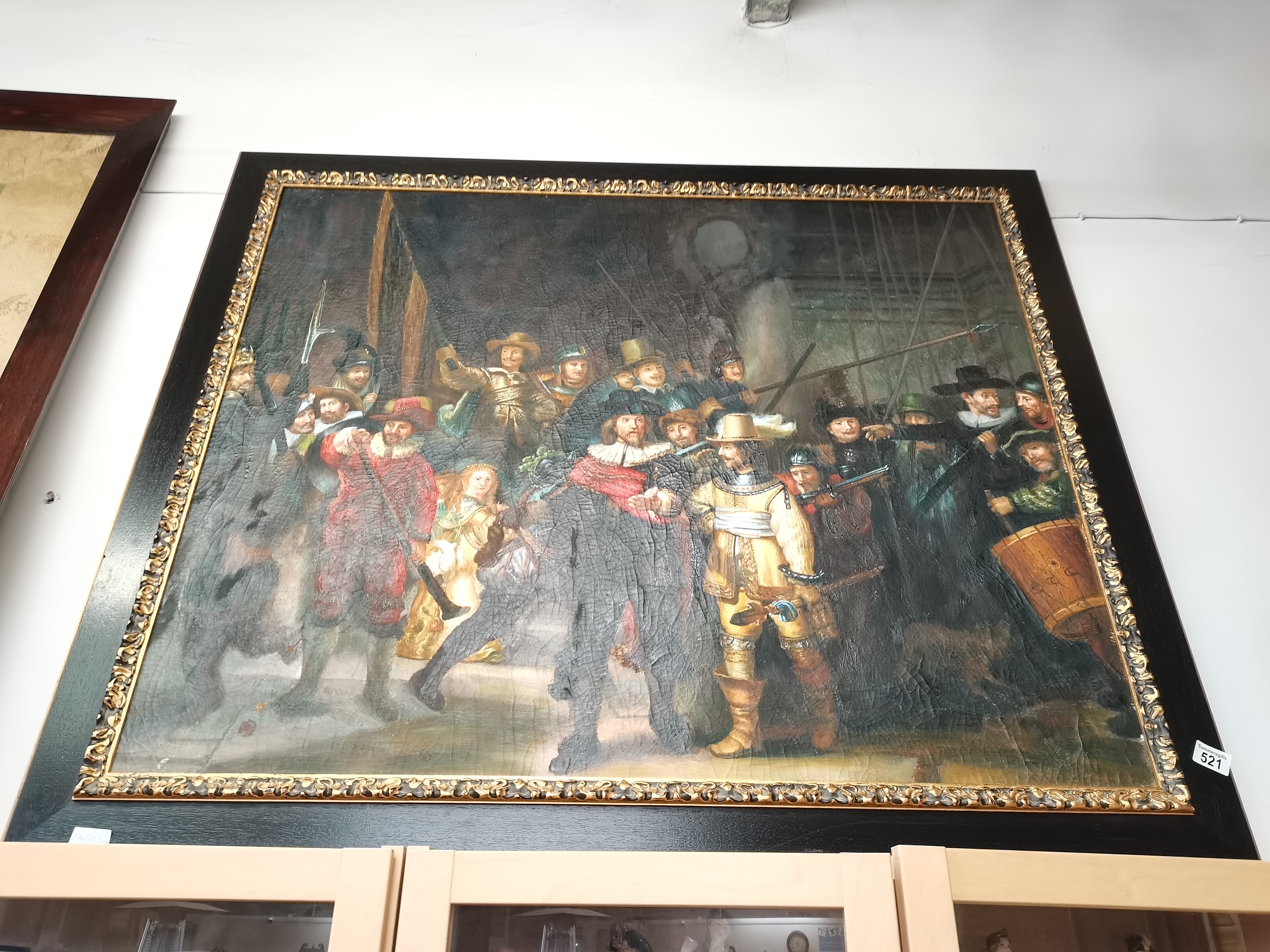 Large oil painting of soldiers/ Guy fawkes