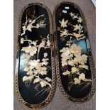 A pair of Chinese wall plaques 90cm x 30cm