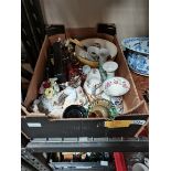 1 box misc. items incl costume jewellery, Royal Doulton bowl, china items etc