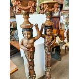 Pair of 6ft Dutch style carved torcheres