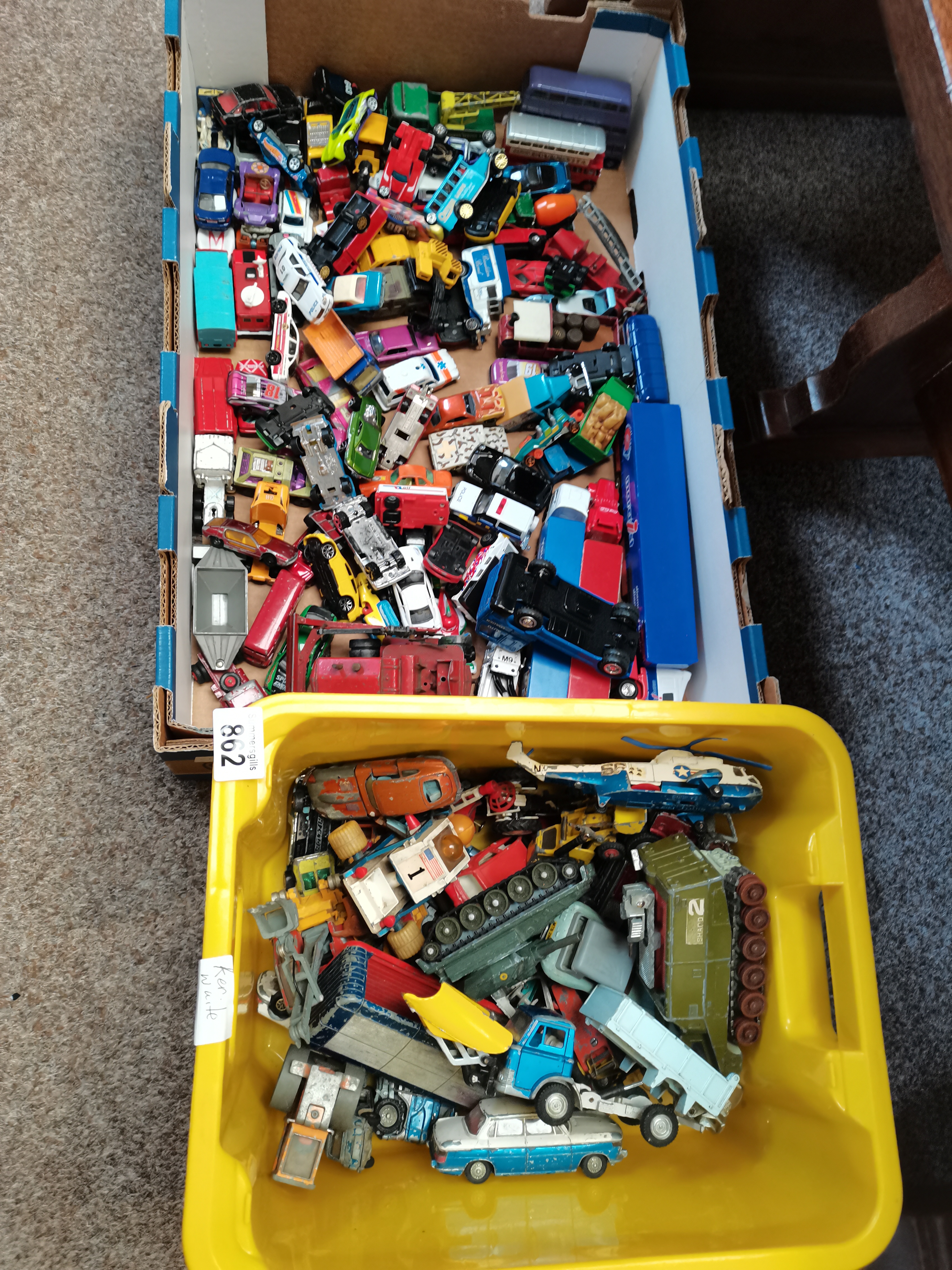 Box Of Playworn Cars Including corgi but mainly Dinky
