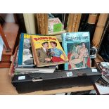 Box of books incl illustrated Hancock and 1959 Radio fun annual plus collectors plates etc