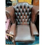 Leather high backed chair