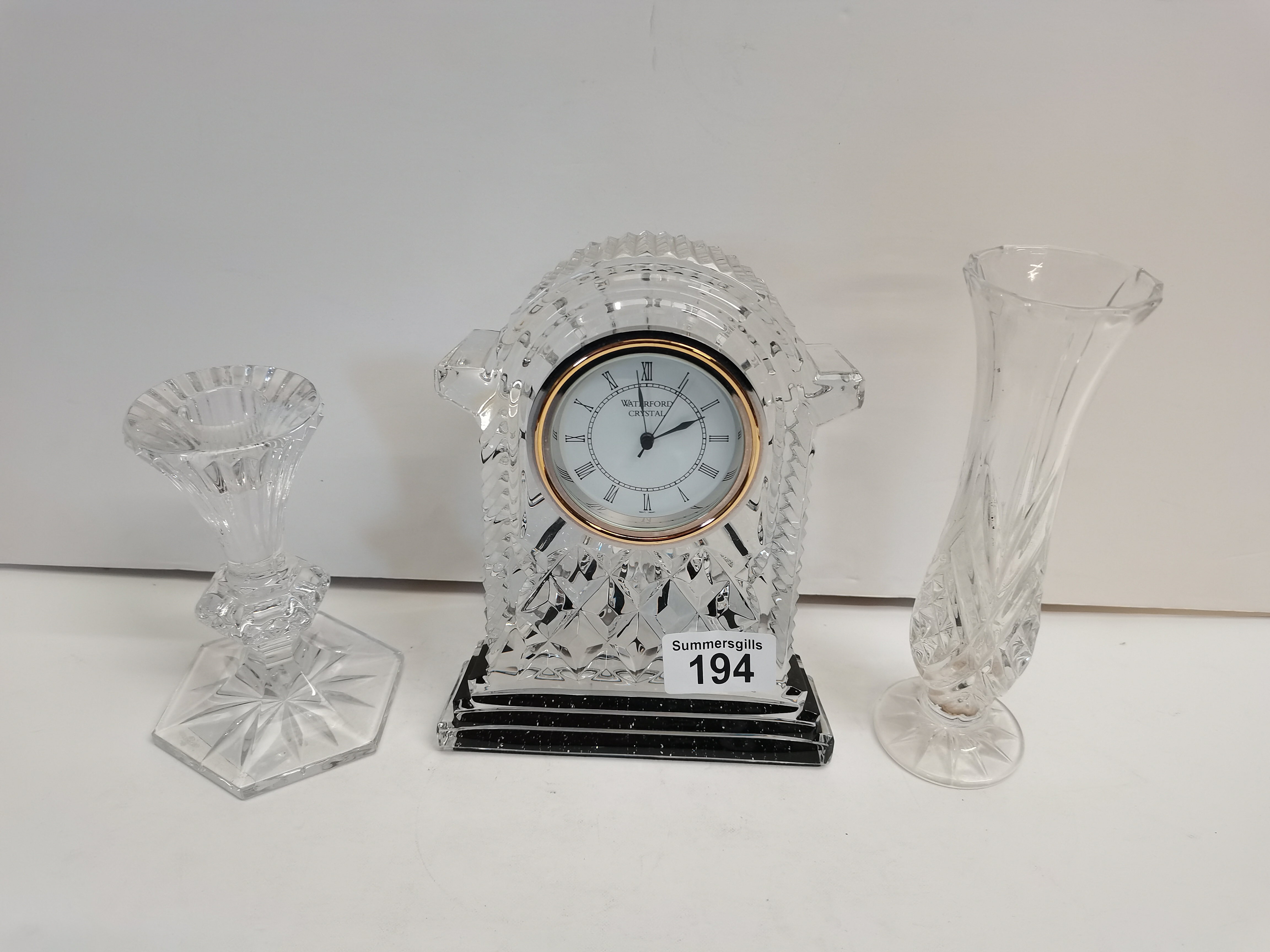 Waterford Crystal Clock and candle holder and Tulip Vase