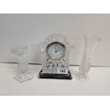 Waterford Crystal Clock and candle holder and Tulip Vase