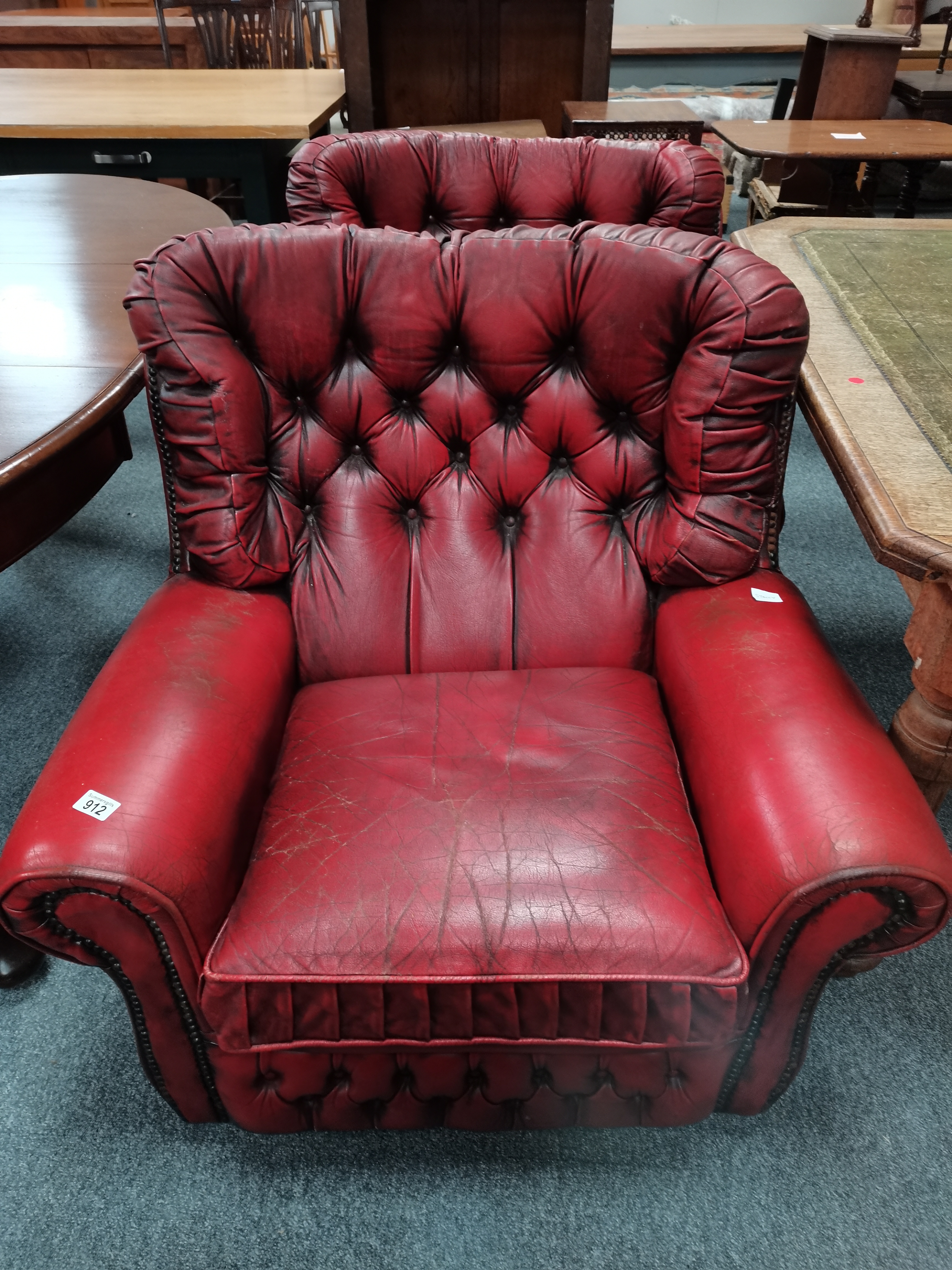 Pair of red leather suite / arm chairs - Image 2 of 2