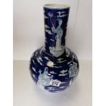 40cm Early blue and white chinese vase with 6 characture marks ( ex. Con )