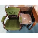 Antique tub chair and nest of tables