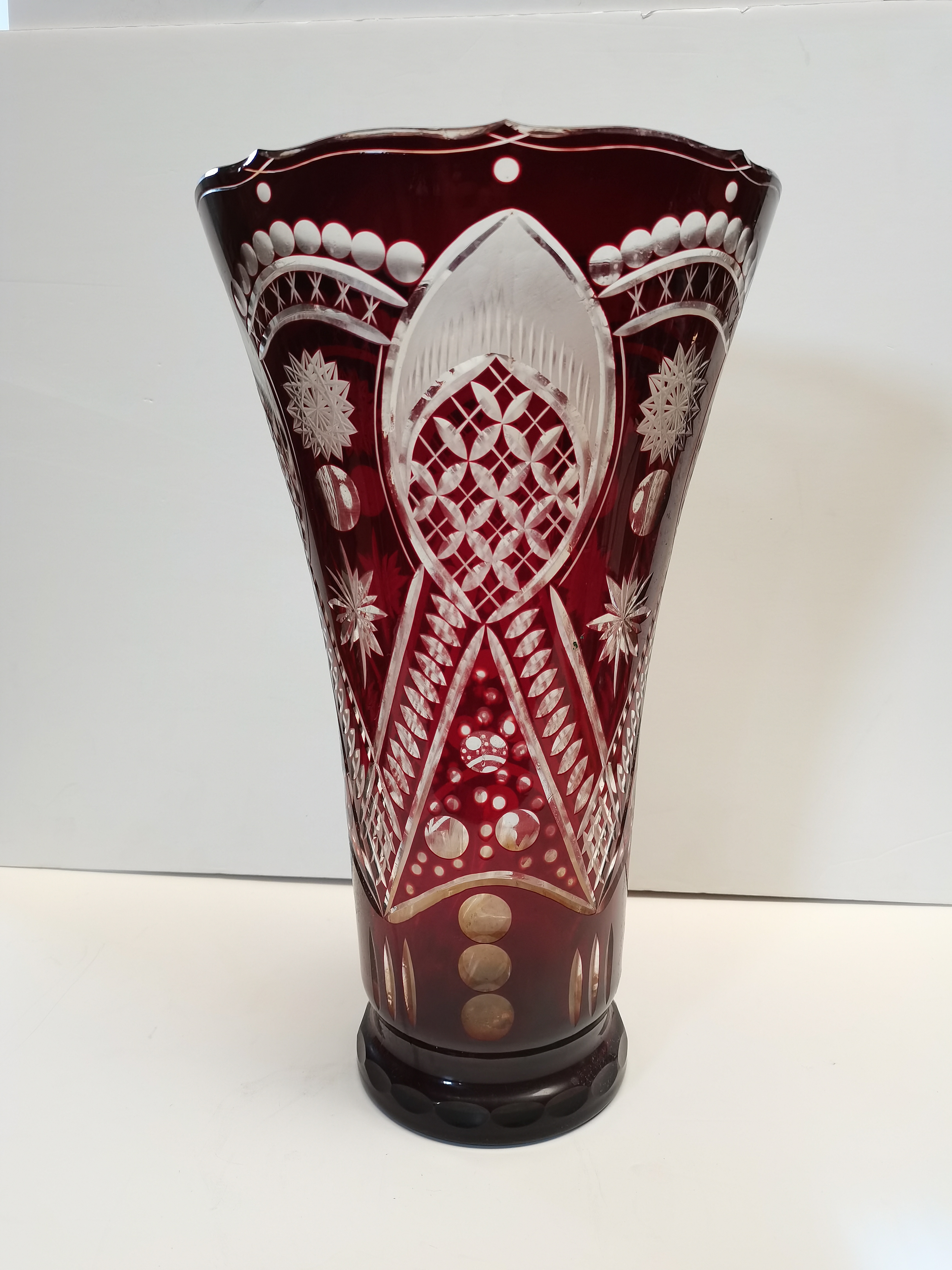 Very Large Lovely Decorated Cranberry Vase - Image 2 of 3