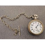 Silver OMEGA pocket watch with chain
