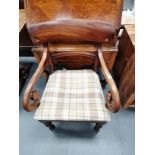 Oak bureau and Antique armchair
