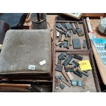 Rubber stamps plus printing equipment, fruit press and foot stools