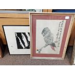 Chinese parrot picture and black and white print