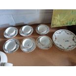 Nyon antique coffee set, fish marks, (Swiss) 3 cups, plates and saucers plus 3 cups and saucers