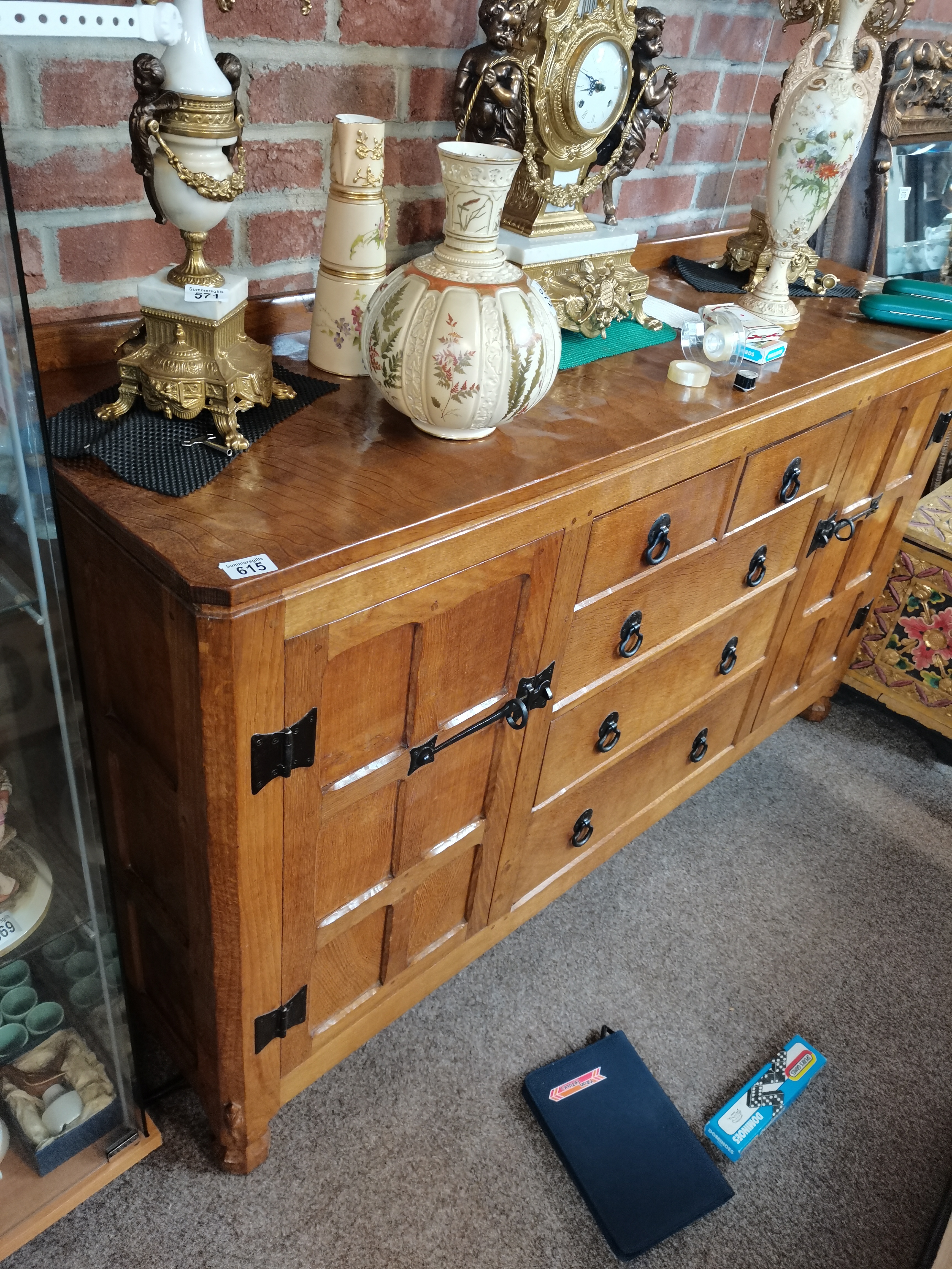 Early Squirrelman 1.5m long sideboard bought from Wilf Hutchinson 1962 ( mouseman interest ) - Image 3 of 5